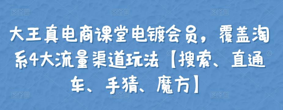 【免费分享】大王真电商课堂电镀会员，覆盖淘系4大流量渠道玩法【搜索、直通车、手猜、魔方】