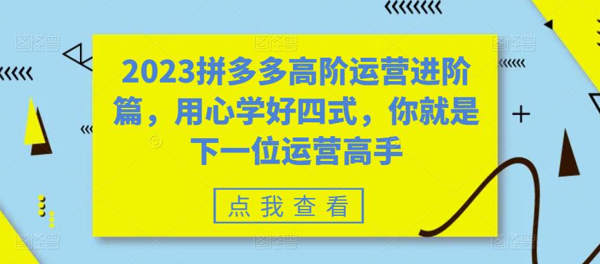 【6818期】2023拼多多高阶运营进阶篇，用心学好四式，你就是下一位运营高手