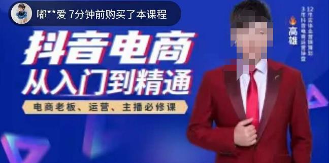 【7279期】高雄哥·抖音电商从入门到精通，​从账号、流量、人货场、主播、店铺五个方面全面解析抖音电商核心逻辑