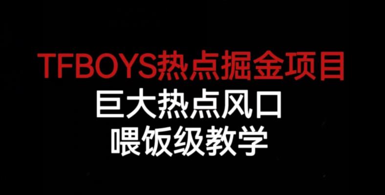 【7680期】TFBOYS热点掘金项目，巨大热点风口，喂饭级教学