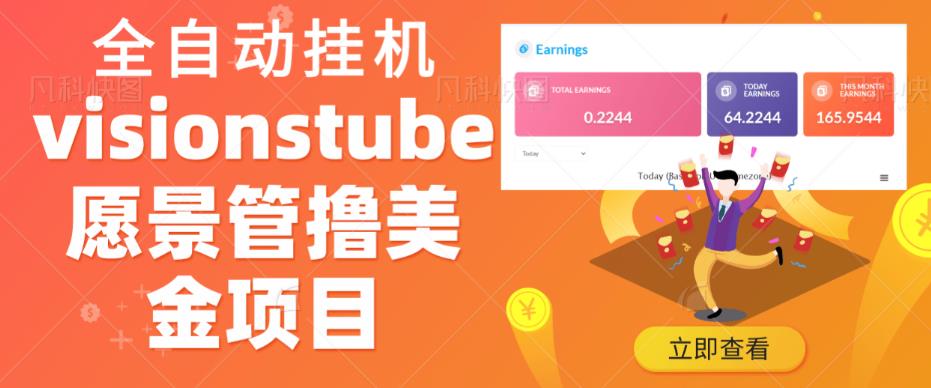 【7803期】外面收费几千上万的visionstube愿景管撸美金项目，单日收益30-50美金+工作室可批量多开搞