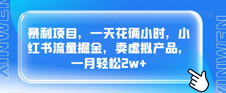 【8035期】暴利项目，一天花俩小时，小红书流量掘金，卖虚拟产品，一月轻松2w+