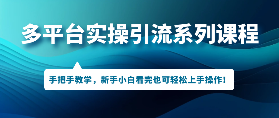 【8197期】多平台实操引流系列课程，手把手教学，新手小白看完也可轻松上手引流操作！