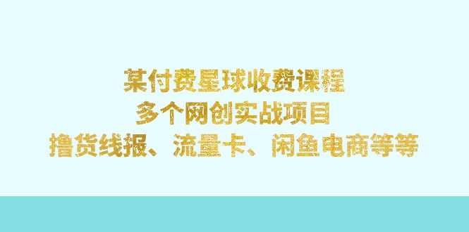 【8244期】某付费星球课程：多个网创实战项目，撸货线报、流量卡、闲鱼电商等等