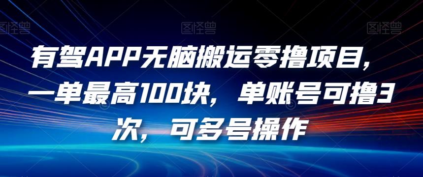 【8356】有驾APP无脑搬运零撸项目，一单最高100块，单账号可撸3次，可多号操作【揭秘】