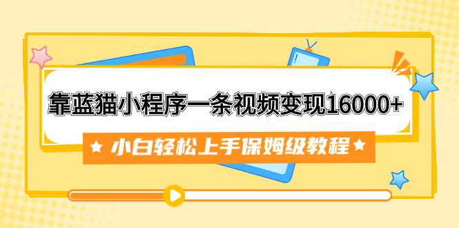 【9011】靠蓝猫小程序一条视频变现16000+小白轻松上手保姆级教程（附166G资料素材）