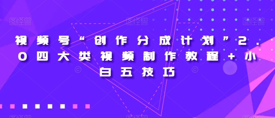 【9458】视频号“创作分成计划”2.0四大类视频制作教程+小白五技巧【揭秘】