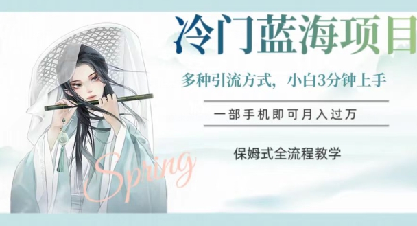 【9731】冷门蓝海项目，操作简单，小白3分钟上手，多种引流方式，保姆式全流程教学【揭秘】