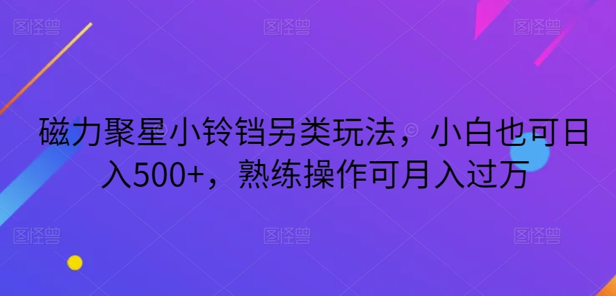 【10095】磁力聚星小铃铛另类玩法，小白也可日入500+，熟练操作可月入过万