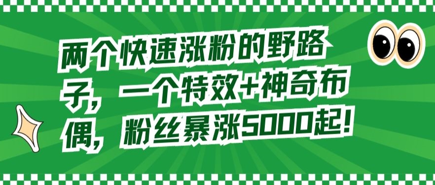 【10467】两个快速涨粉的野路子，一个特效+神奇布偶，粉丝暴涨5000起【揭秘】