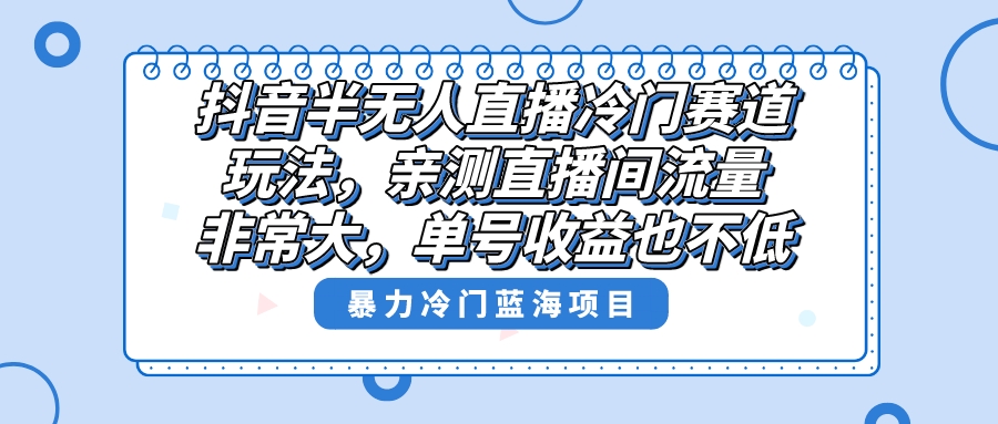 【10504】抖音半无人直播冷门赛道玩法，直播间流量非常大，单号收益也不低！