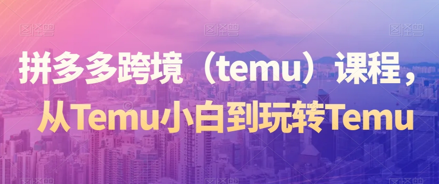 【10525】拼多多跨境（temu）课程，从Temu小白到玩转Temu