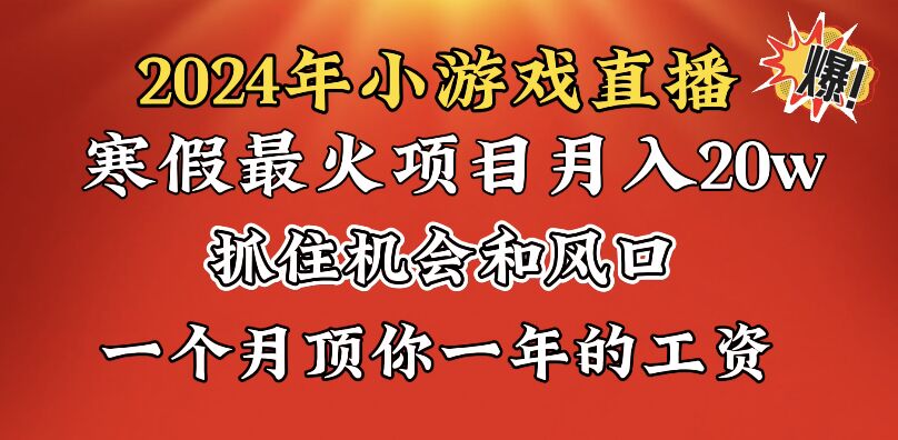 【10708】2024年寒假爆火项目，小游戏直播月入20w+，学会了之后你将翻身