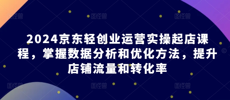 【12355】2024京东轻创业运营实操起店课程，掌握数据分析和优化方法，提升店铺流量和转化率