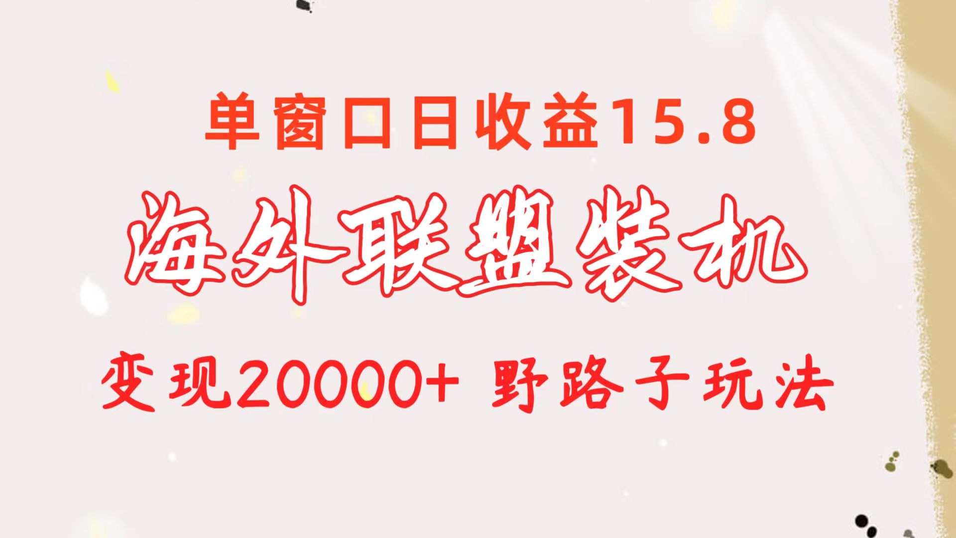 【12516】海外联盟装机 单窗口日收益15.8 变现20000+ 野路子玩法