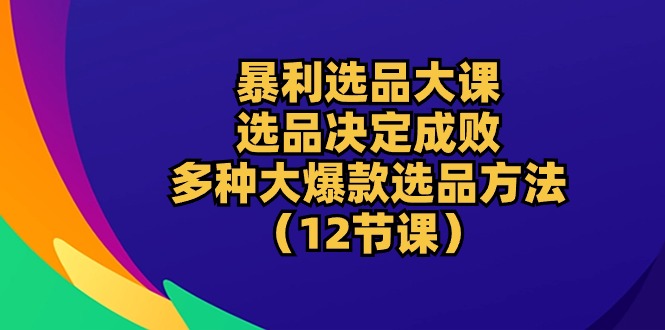 【12597】暴利 选品大课：选品决定成败，教你多种大爆款选品方法（12节课）