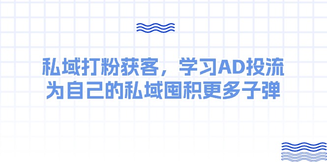 【12823】某收费课：私域打粉获客，学习AD投流，为自己的私域囤积更多子弹