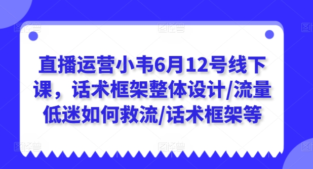 【13168】直播运营小韦6月12号线下课，话术框架整体设计/流量低迷如何救流/话术框架等