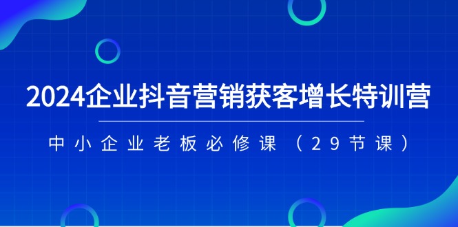 【13356】2024企业抖音-营销获客增长特训营，中小企业老板必修课（29节课）