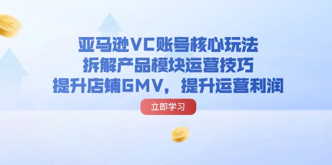 【13845】亚马逊VC账号核心玩法，拆解产品模块运营技巧，提升店铺GMV，提升运营利润