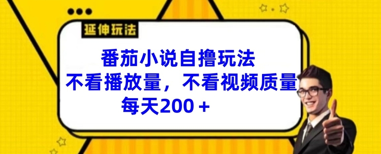 【13886】番茄小说自撸玩法，不看播放量，不看视频质量，每天200+【揭秘】