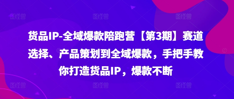 【14035】货品IP全域爆款陪跑营【第3期】赛道选择、产品策划到全域爆款，手把手教你打造货品IP，爆款不断