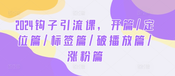 【14068】2024钩子引流课，开篇/定位篇/标签篇/破播放篇/涨粉篇