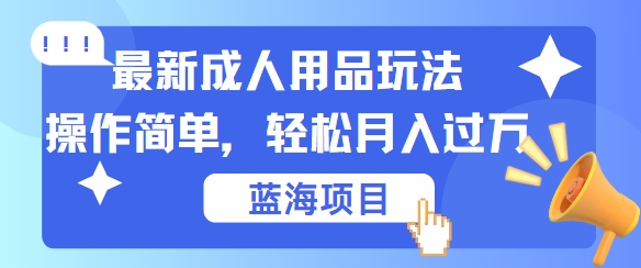 【14433】最新成人用品项目玩法，操作简单，动动手，轻松日入几张【揭秘】