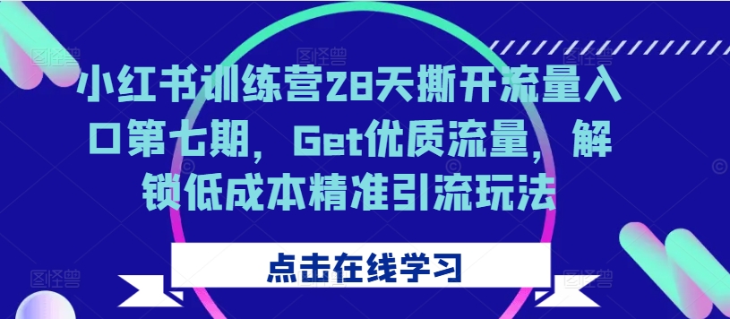 【14951】小红书训练营28天撕开流量入口第七期，Get优质流量，解锁低成本精准引流玩法
