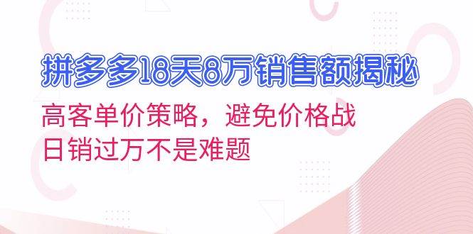 【15480】拼多多18天8万销售额揭秘：高客单价策略，避免价格战，日销过万不是难题