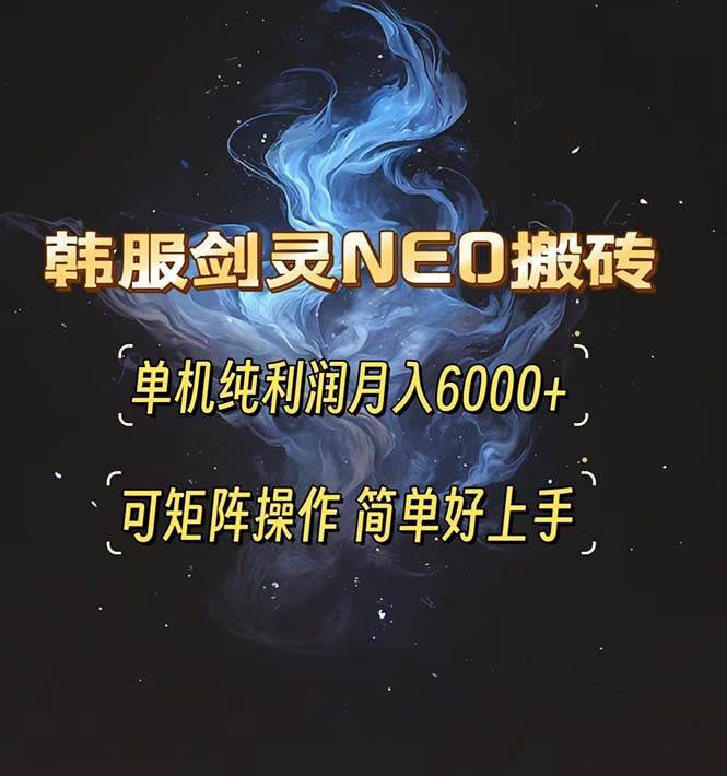 【15519】韩服剑灵NEO搬砖攻略，单机纯利润月入6000+ 可矩阵操作，简单好上手