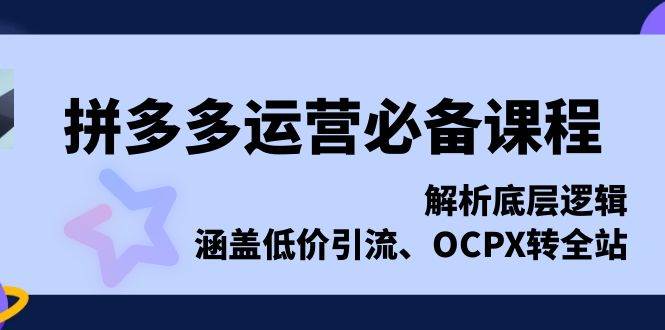 【15916】拼多多运营必备课程，解析底层逻辑，涵盖低价引流、OCPX转全站