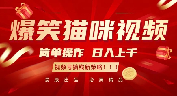 【15961】爆笑猫咪视频：简单操作，日入过K，视频号搞钱新策略【揭秘】