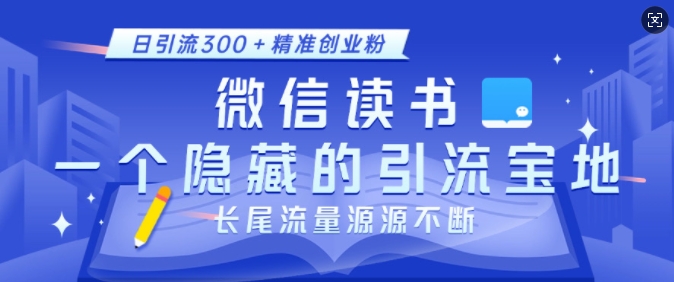 【15984】微信读书，一个隐藏的引流宝地，不为人知的小众打法，日引流300+精准创业粉，长尾流量源源不断