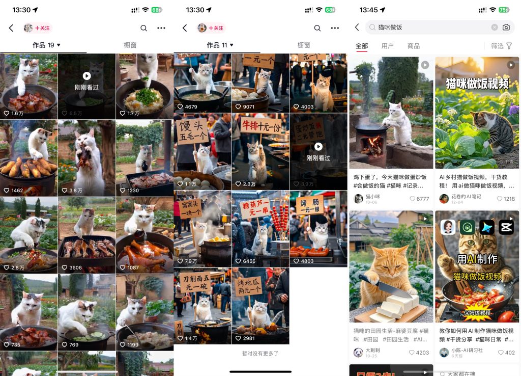 【16084】最近很火的爆款猫咪做饭教程拆解