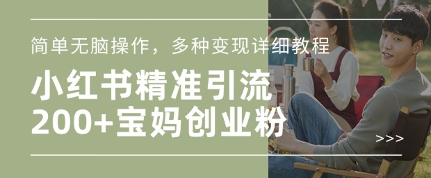 【16459】小红书混剪日引200+宝妈创业粉，简单无脑操作，多种变现详细教程