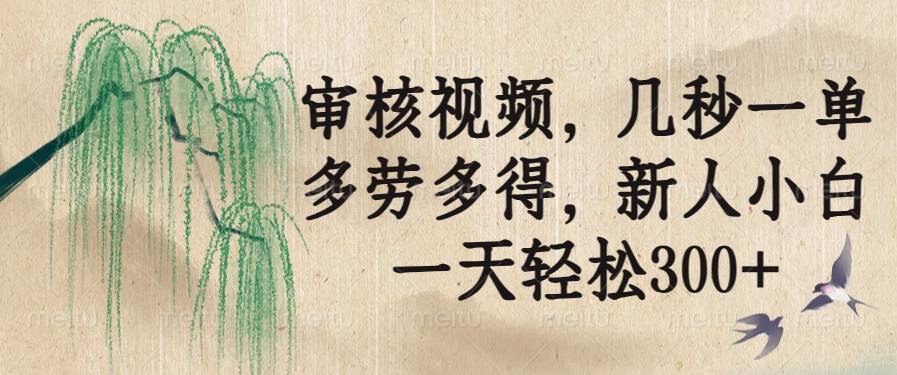 【16605】审核视频，几秒一单，多劳多得，新人小白一天轻松300+