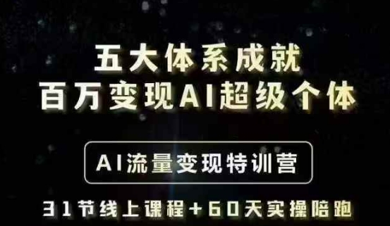 【16888】艾文五大体系成就百万变现AI超级个体- AI流量变现特训营，一步一步教你一个人怎么年入百W