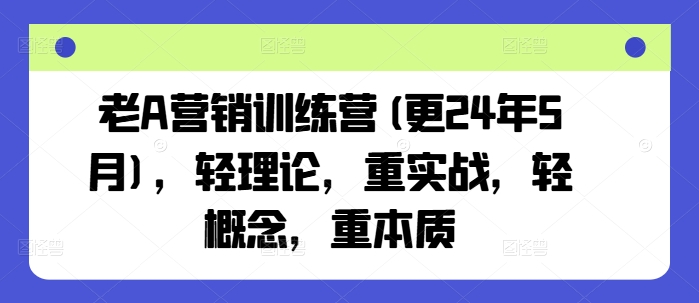 【16958】老A营销训练营(更25年3月)，轻理论，重实战，轻概念，重本质