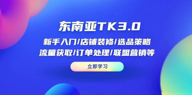 【17195】商周跨境东南亚TK3.0：新手入门店铺装修选品策略流量获取订单处理联盟营销等