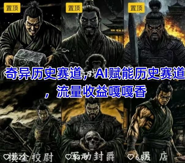 【17917】抖音奇异历史赛道，AI赋能历史赛道，流量收益嘎嘎香，狂撸伙伴计划