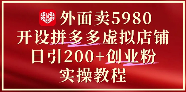 【17993】外面卖5980开设拼多多虚拟店铺：单日引流200+创业付费粉实战教程