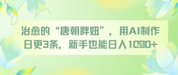 【18072】治愈的“唐朝胖妞”，用AI制作日更3条，新手也能日入多张