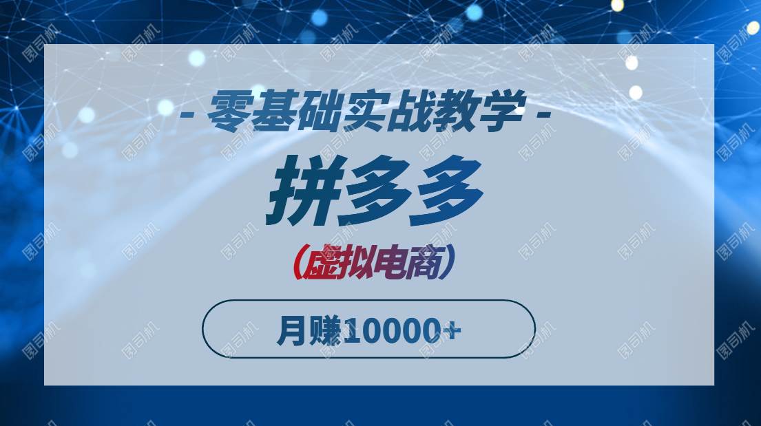 【18078】拼多多虚拟电商，零基础实战教学，快速打爆商品，新手也能月入10000+