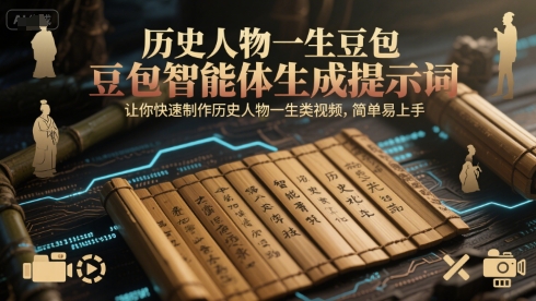 【18421】历史人物一生豆包智能体生成提示词，让你快速制作历史人物一生类视频，简单易上手