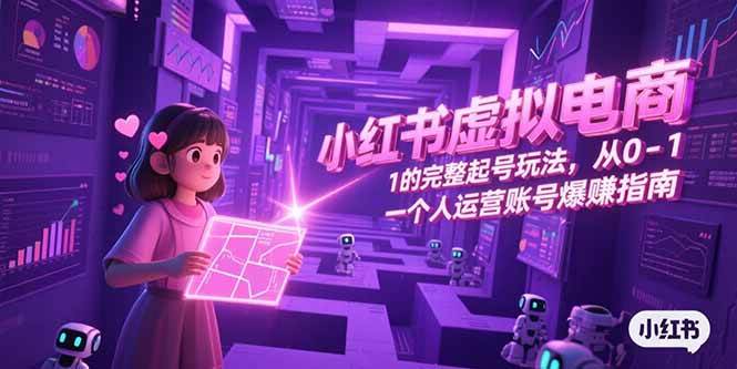 【18442】小红书虚拟电商，从0-1的完整起号玩法，一个人运营账号爆赚指南