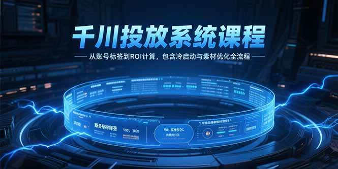 【18498】大明老师千川投放系统课程，从账号标签到ROI计算，包含冷启动与素材优化全流程