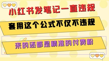 【18520】小红书发笔记一直违规，套用这个公式不仅不违规，来的还都是精准的付费粉