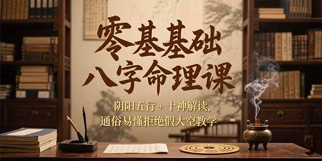 【18542】蚊子零基础八字命理课，阴阳五行+十神解读，通俗易懂拒绝假大空教学