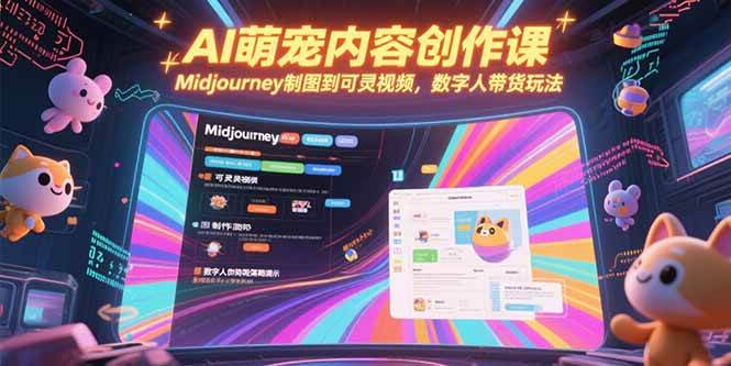 【18582】苡的小农场AI萌宠内容创作课，Midjourney制图到可灵视频，数字人带货玩法